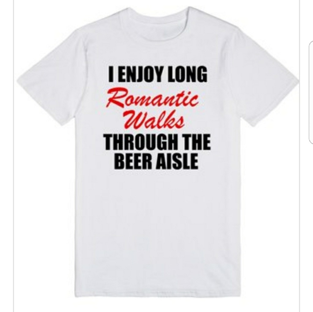 Romantic Beer Walks Funny Tshirt With Sayings